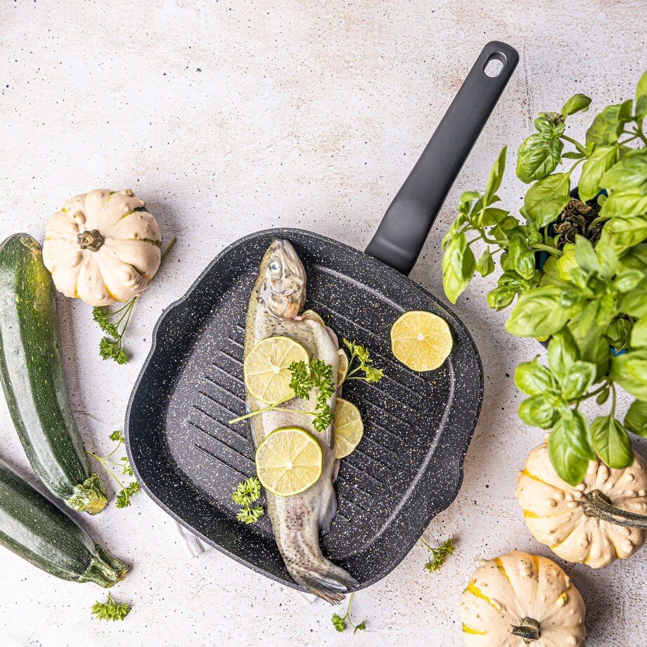 Patelnia grillowa z powłoką marmurową 24cm indukcja KLAUSBERG