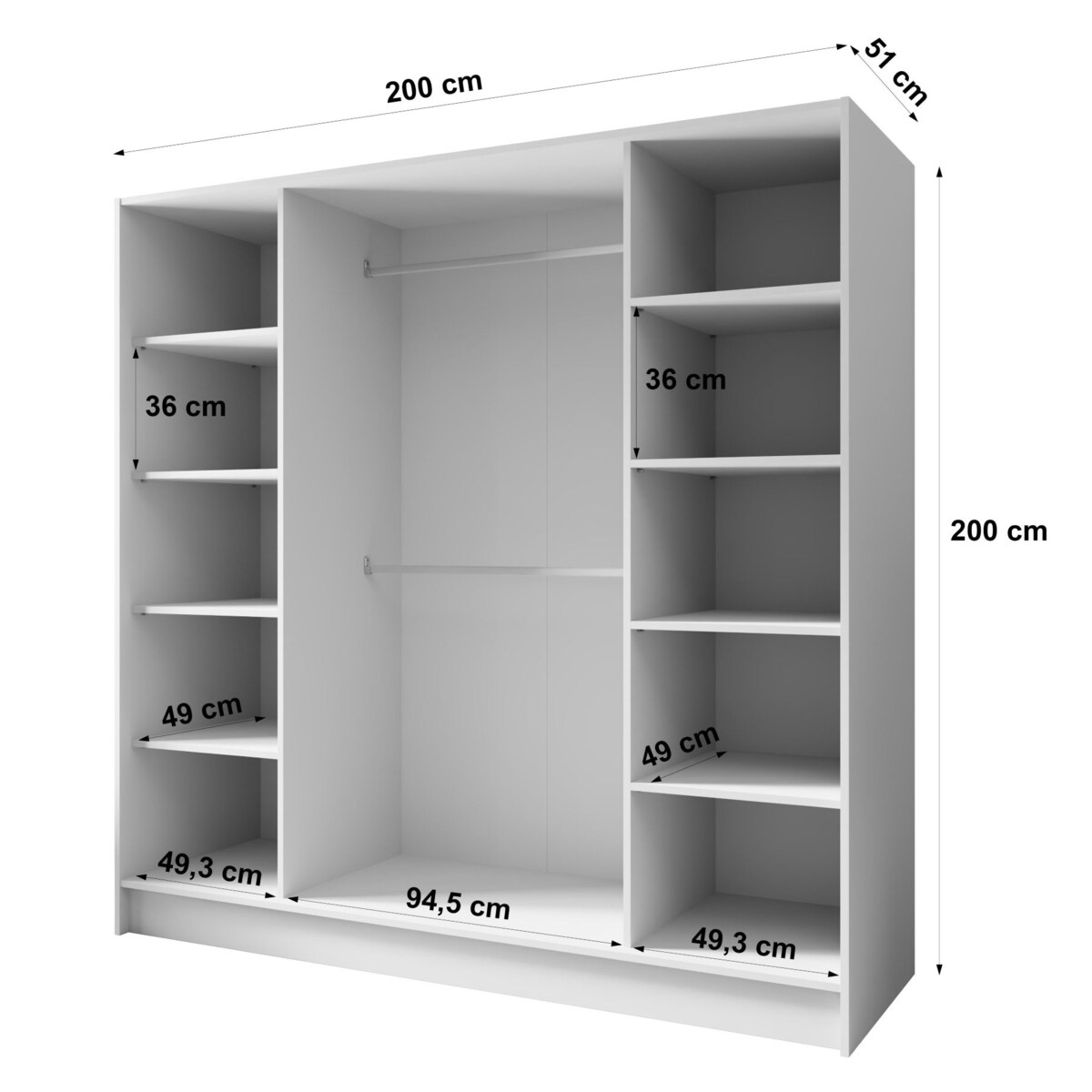 Szafa gładka 200 ALA bez lustra i bez uchwytów, kaszmirowa
