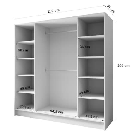 Szafa gładka 200 ALA bez lustra i bez uchwytów, kaszmirowa