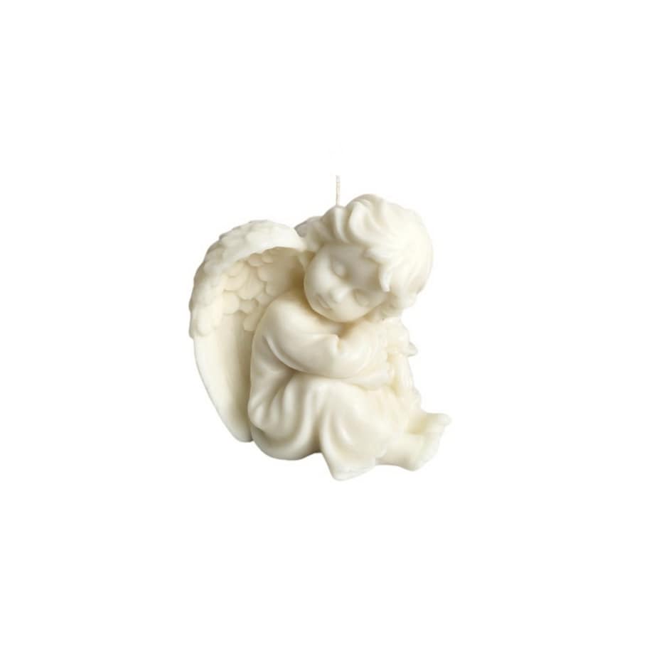 Świeca ekologiczna sojowa dekoracyjna "Angel" 100x80mm biała
