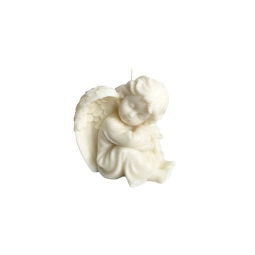 Świeca ekologiczna sojowa dekoracyjna "Angel" 100x80mm biała
