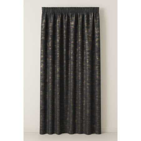 Zasłona ze złotymi przetarciami 140x270 cm na taśmie marszczącej | czarna ze złotem