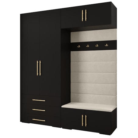Garderoba do przedpokoju INOVA 3 Z12 czarny+złoty+manila02