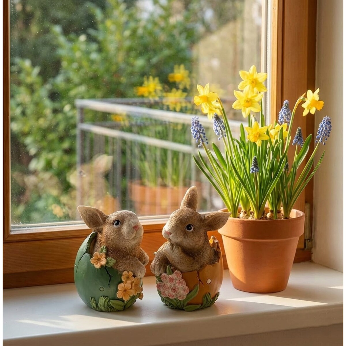 ZAJĄC WIELKANOCNY FIGURKA JAJKO 2 szt. NA WIELKANOC PREZENT ZAJĄCZEK JAJO