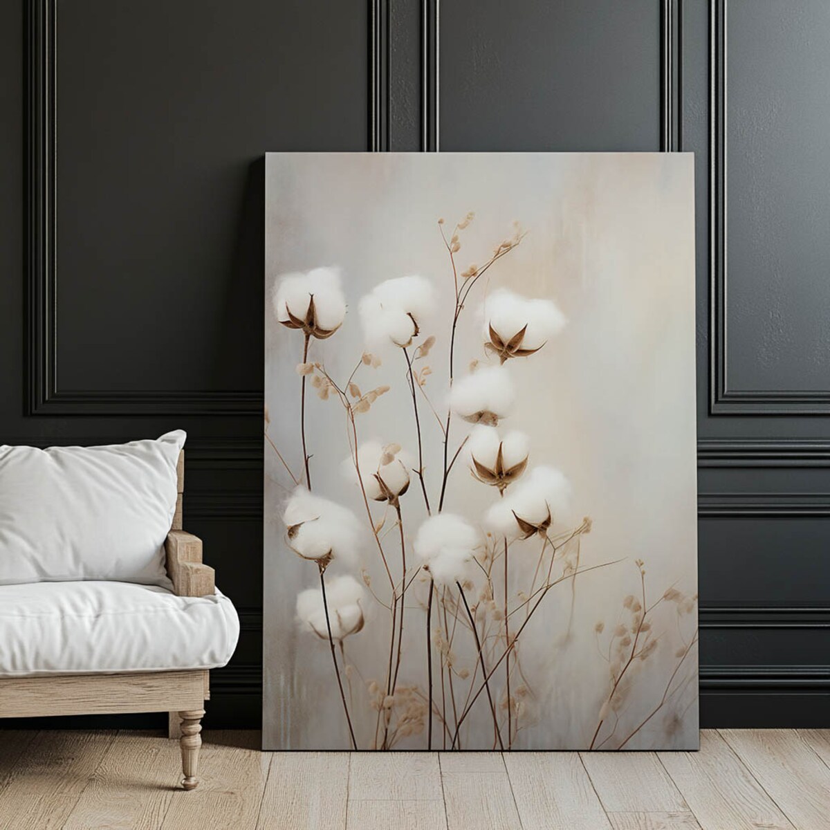 Kwiaty bawełny, 50x70 cm, bez ramy, płótno premium na blejtramie