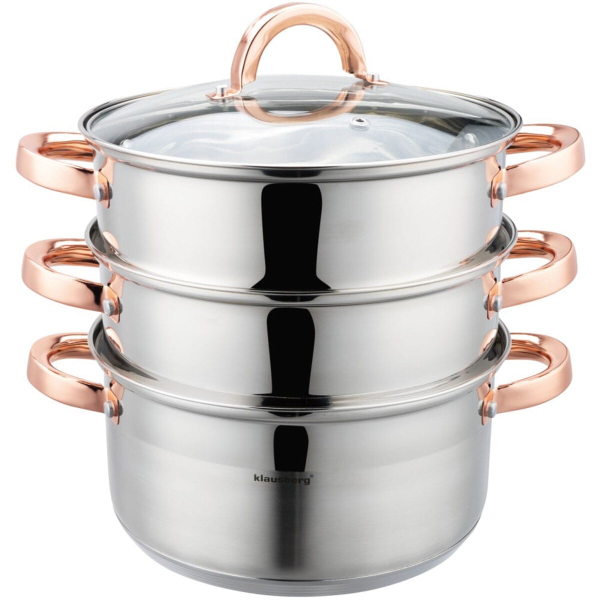 Zestaw garnków do gotowania na parze 22cm 4 elementy Parowar Rose Gold KLAUSBERG