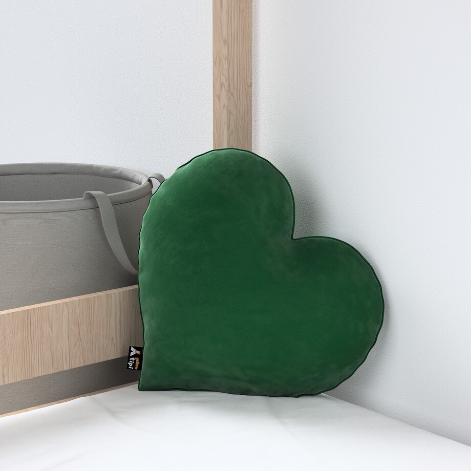 Poduszka Heart of Love, butelkowa zieleń, 45x15x45cm, Posh Velvet