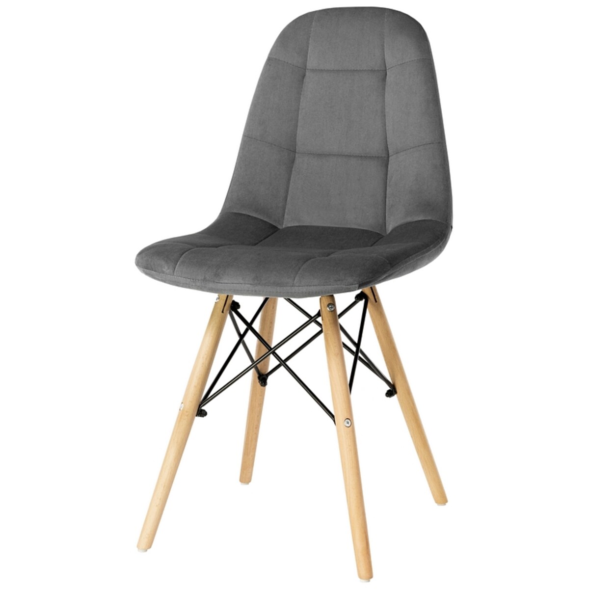 Krzesło tapicerowane do salonu welurowe skandynawskie szare