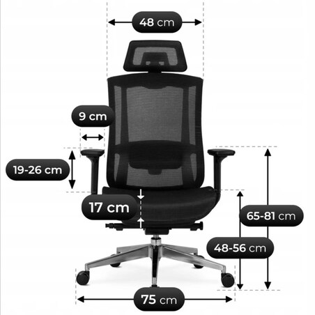 Fotel gamingowy obrotowy ergonomiczny regulowany do biurka czarny DYLAN