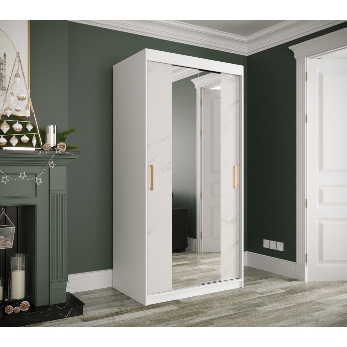 Szafa przesuwna Garderoba MARMUR T1 100 gł. 62 biały