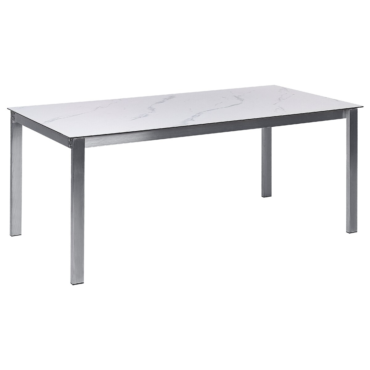 Stół ogrodowy COSOLETO 180 cm 90 cm Efekt marmuru Szkło Biały