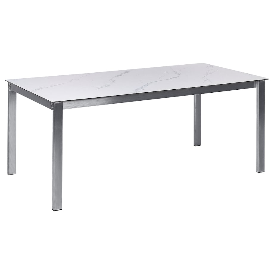 Stół ogrodowy COSOLETO 180 cm 90 cm Efekt marmuru Szkło Biały