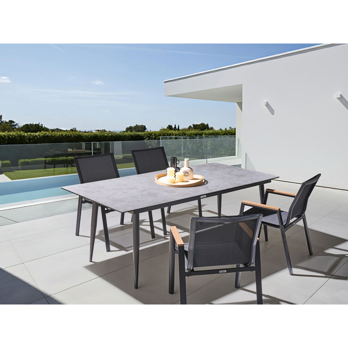 Stół ogrodowy TOLENTINO 180 cm 90 cm Imitacja kamienia Jasnoszary