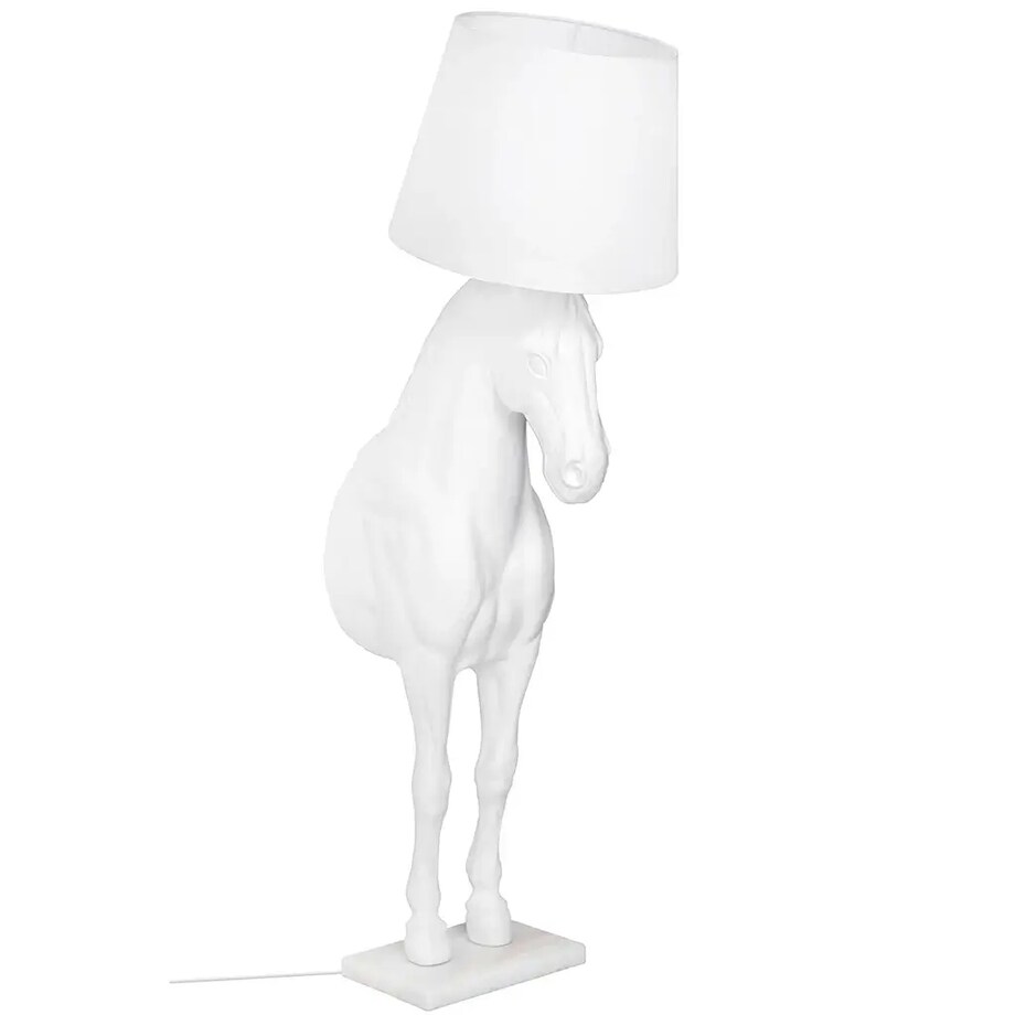 Stojąca lampa pokojowa HORSE M podłogowy koń z abażurem biały