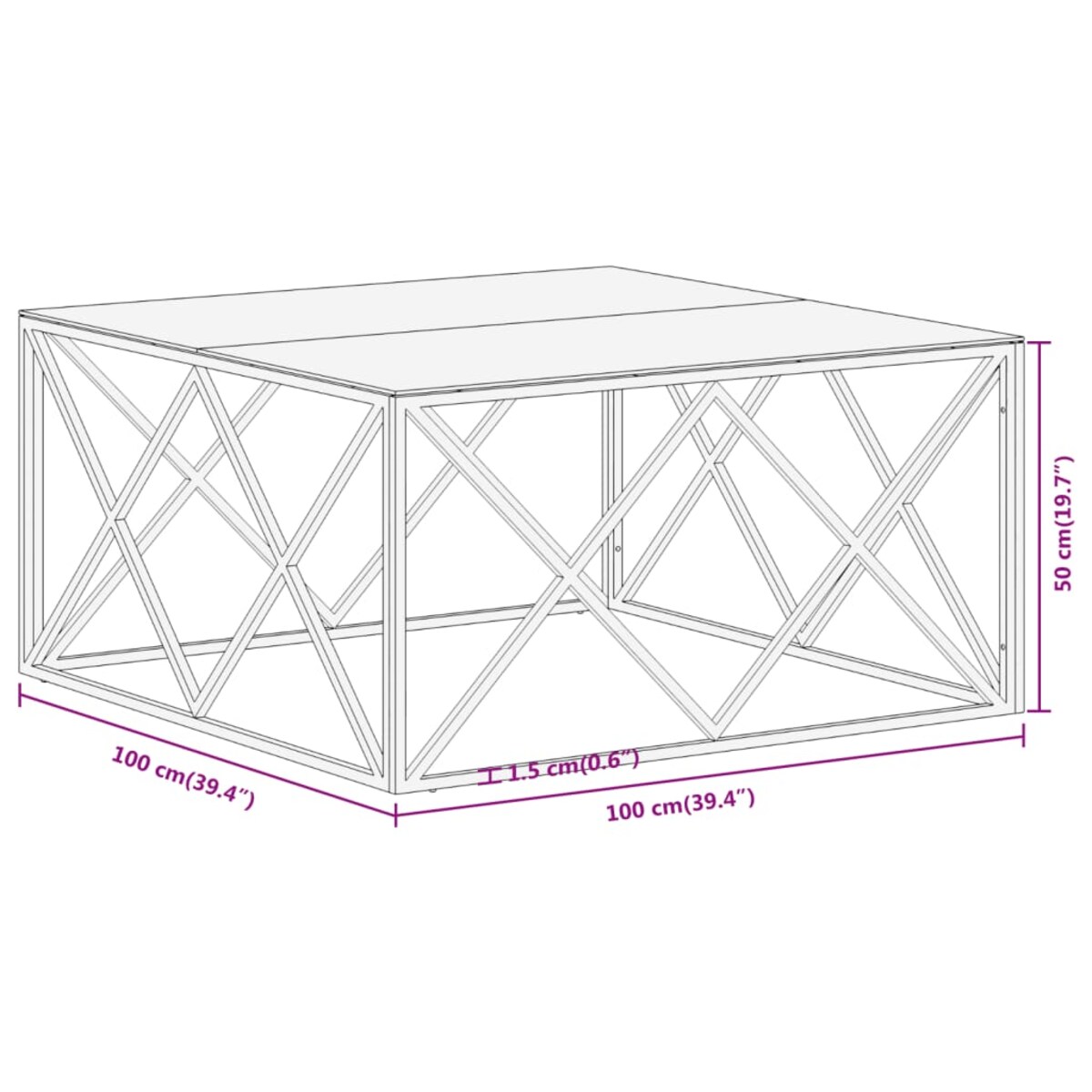 vidaXL Stolik kawowy, srebrny, stal nierdzewna i szkło hartowane