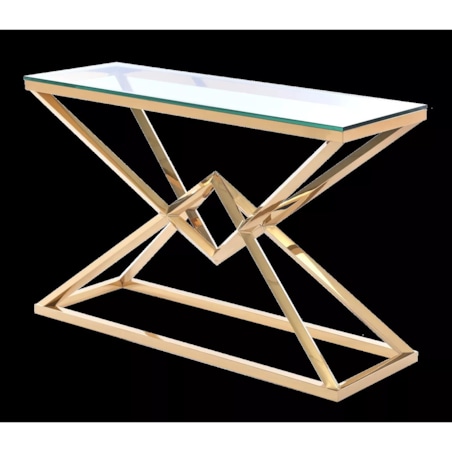 Konsola złota nowojorska Diament Glamour przeźroczysta szyba 120x40x80