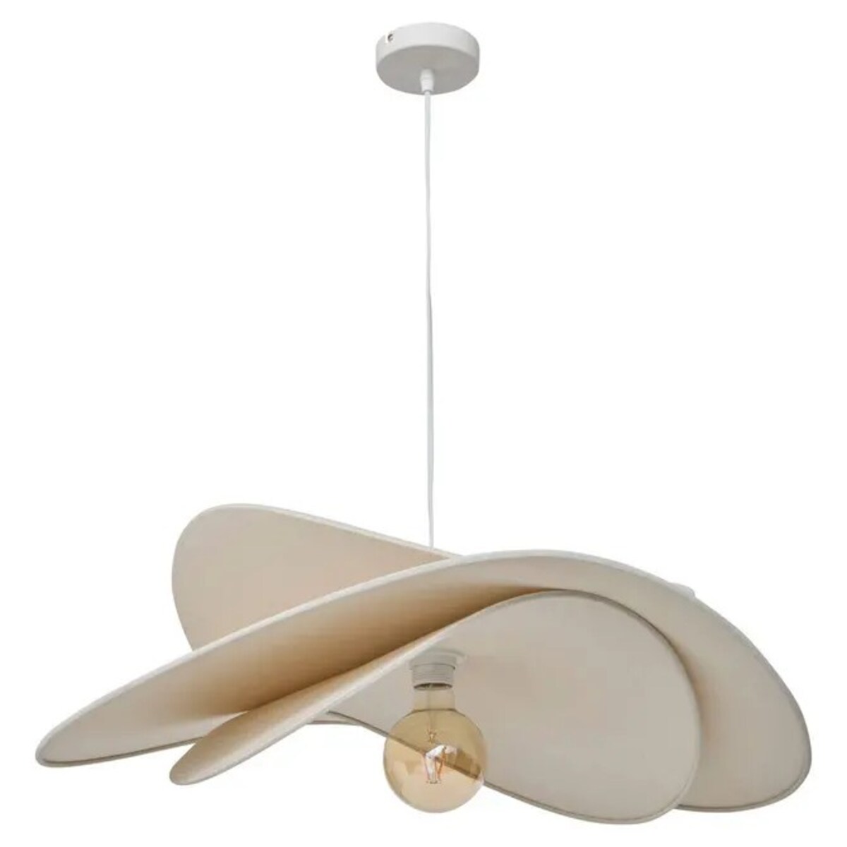 Lampa wisząca, lniana, beżowa, Alara, 69,5x64 cm