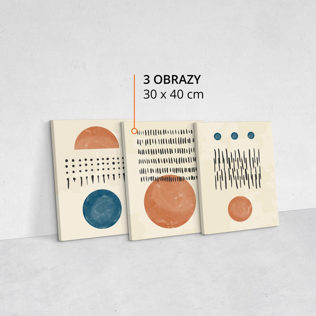 OBRAZY DO SALONU SET AZTECKIE WZORY ABSTRAKCJA STYL BOHO ORNAMENTY 90x40cm