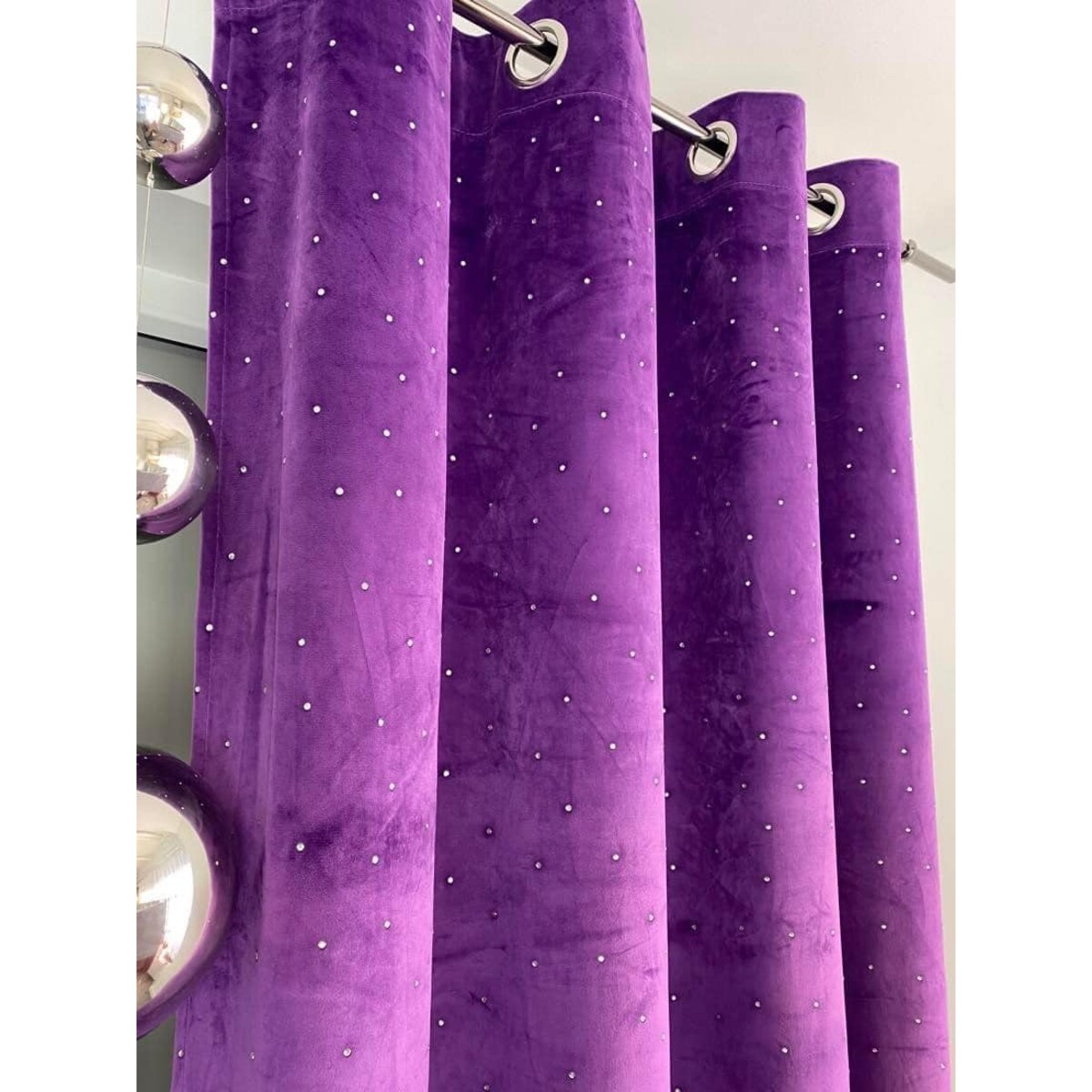 zasłona welurowa "full crystal" 140x250 cm przelotki fiolet