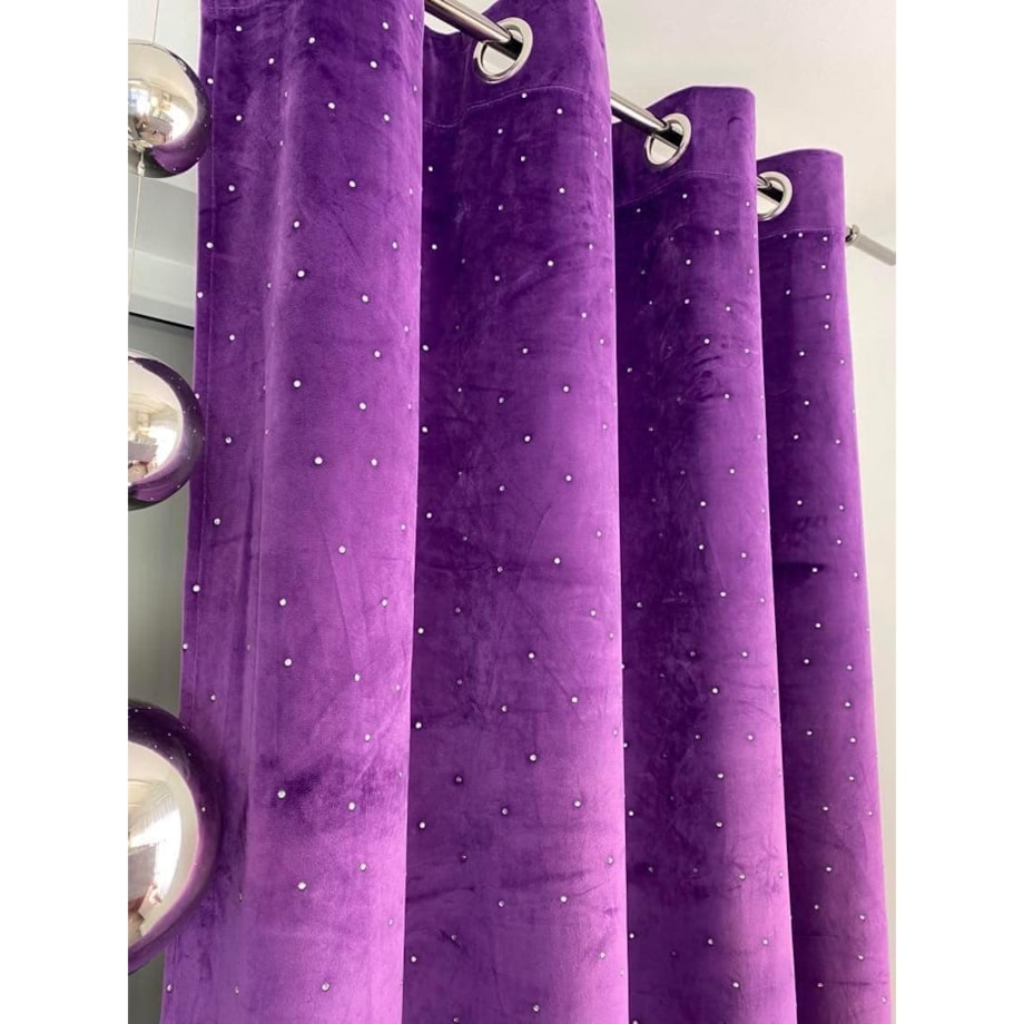 zasłona welurowa "full crystal" 140x250 cm przelotki fiolet