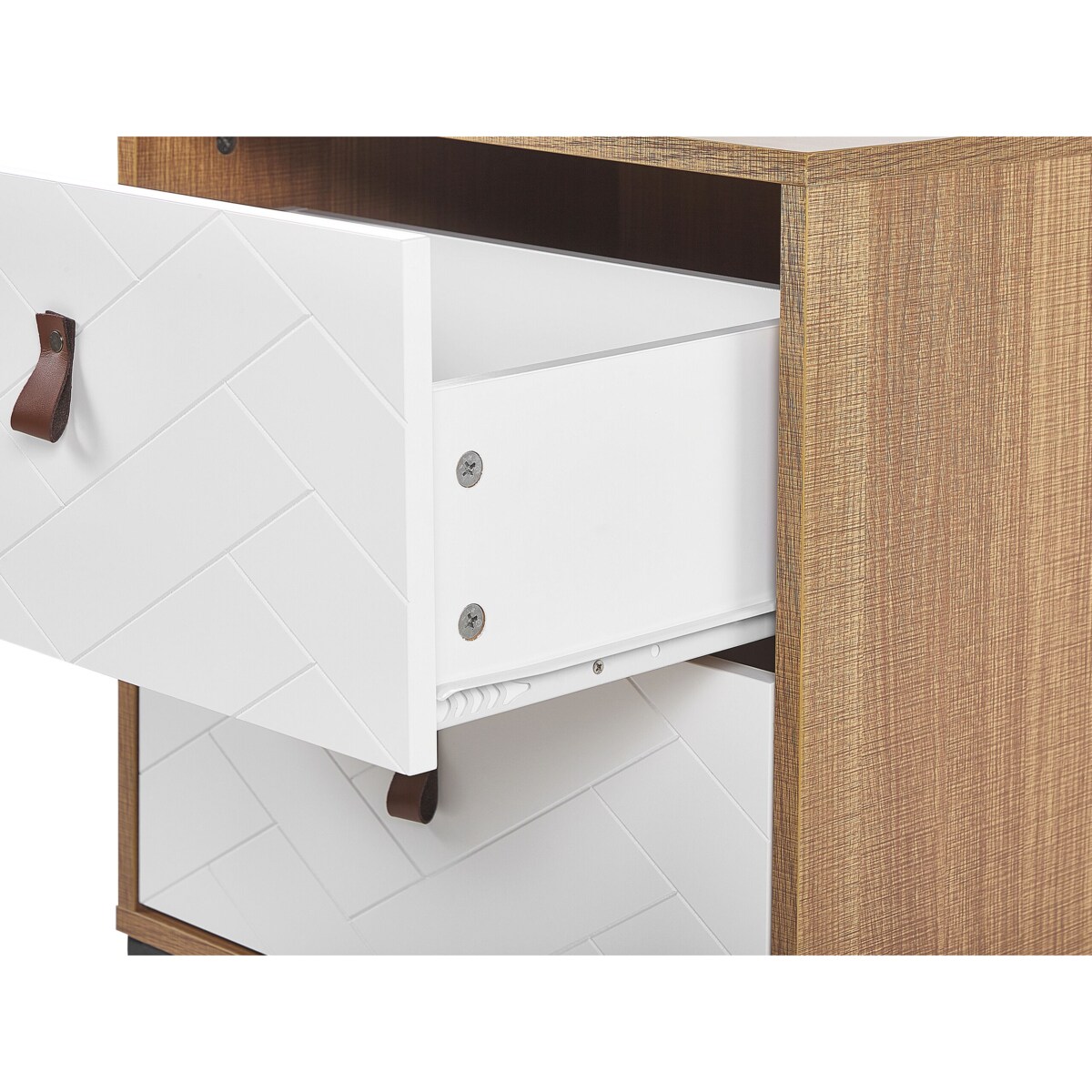 Szafka nocna jasne drewno z białym NUEVA