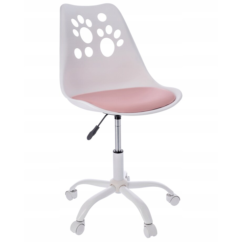 Krzesło obrotowe dla dzieci JOY biało-różowe biurowe