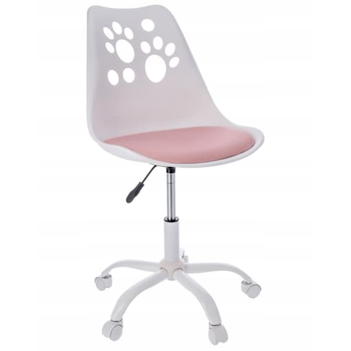 Krzesło obrotowe dla dzieci JOY biało-różowe biurowe