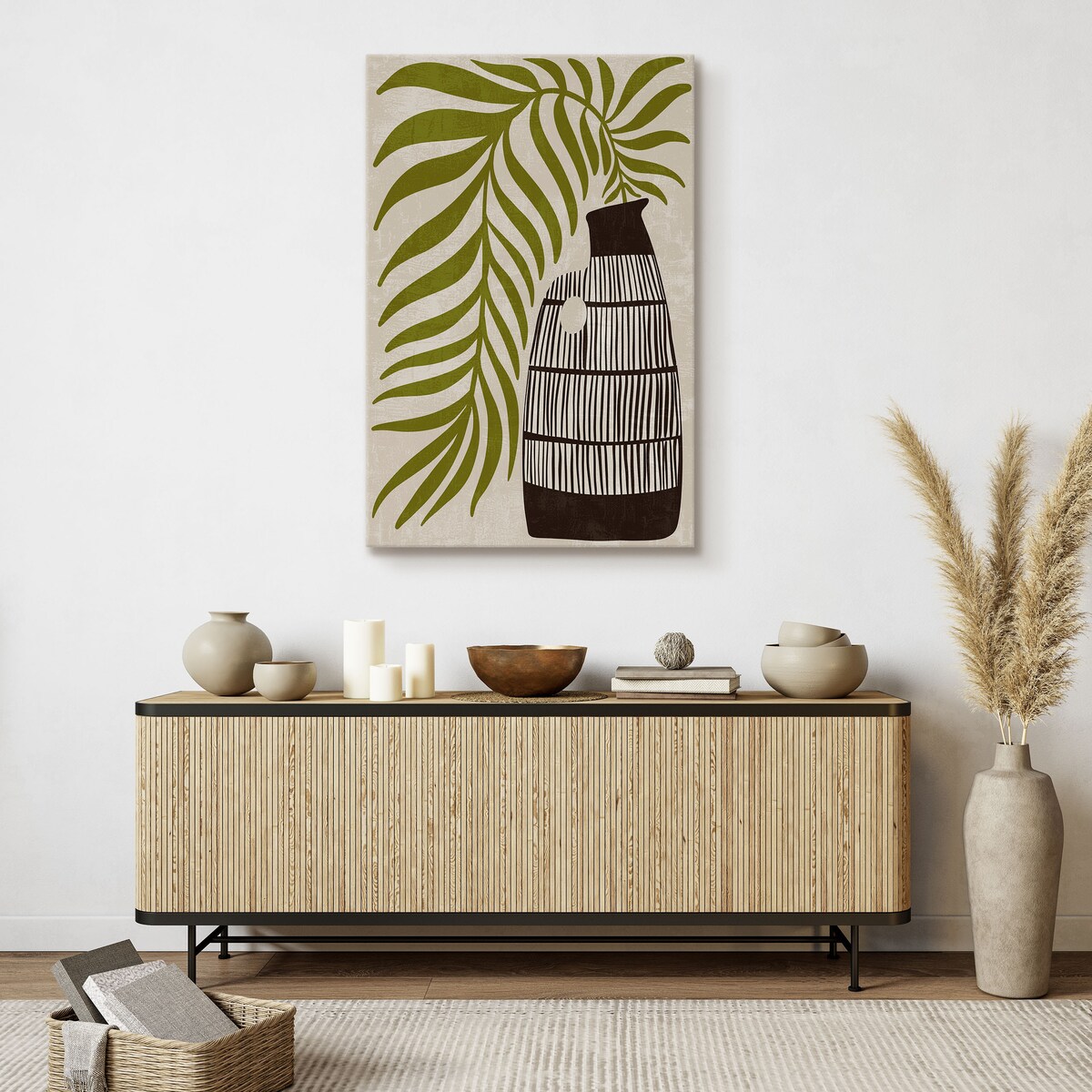 OBRAZ LIŚCIE PALMOWE MARTWA NATURA STYL BOHO 30x40cm