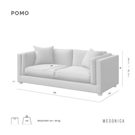 Pomo sofa 3 osobowa Jasnobeżowa