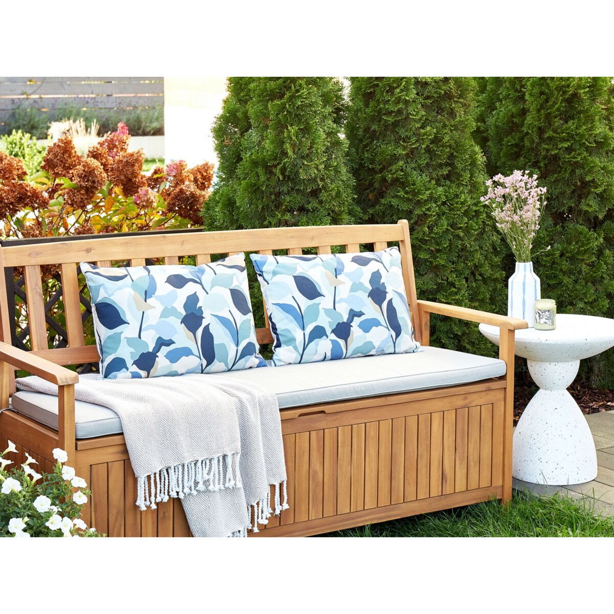 2 poduszki ogrodowe w liście 40 x 60 cm niebieskie VEGLINO