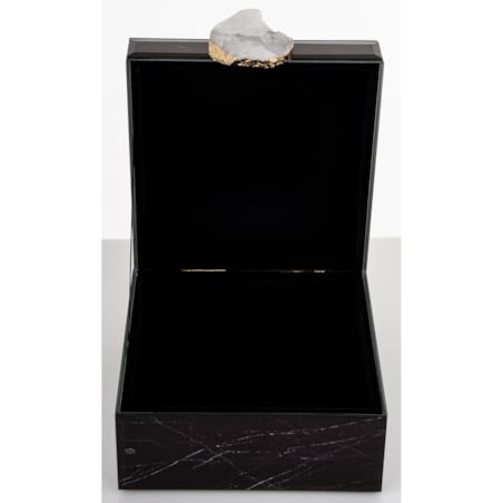 Szkatułka szklana czarna z agatem 8,5x17x15,5 cm AGATTINA