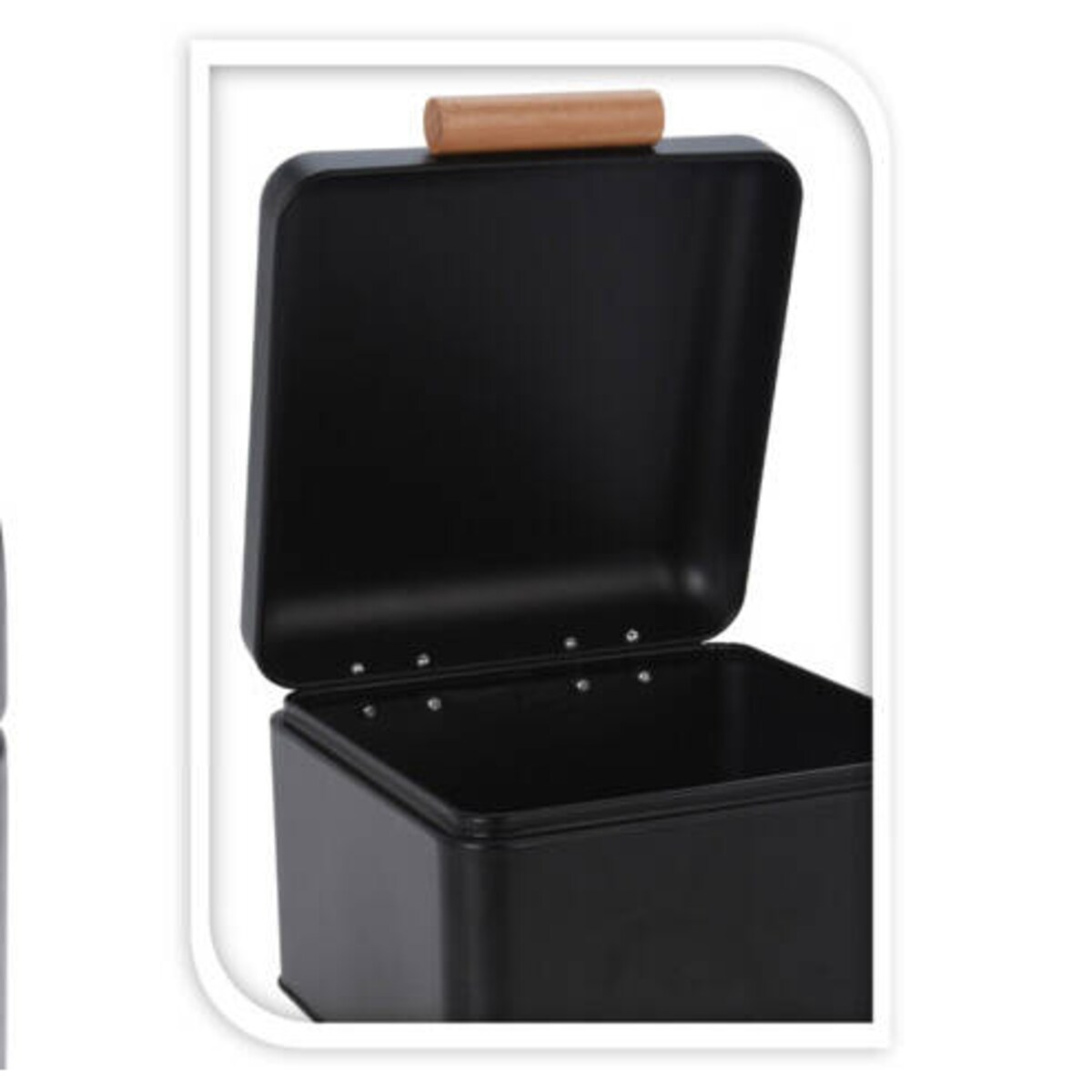 Metalowy chlebak z drewnianym uchwytem, 22 x 20 x 14 cm