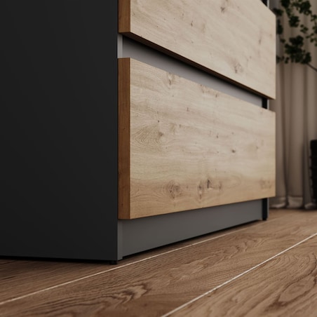 Dwudrzwiowa szafa HANA SS-90 z lustrem, dąb artisan / antracyt