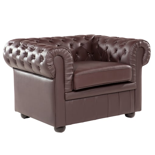 Fotel CHESTERFIELD Skóra naturalna Brązowy