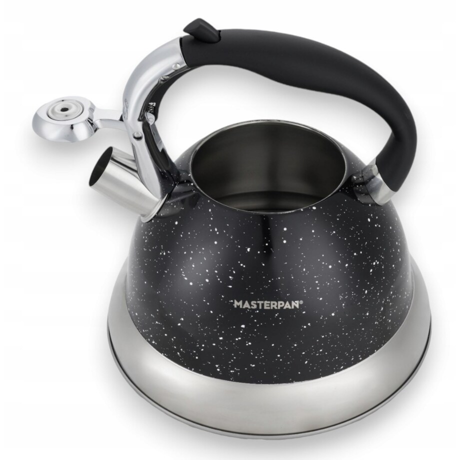 Duży Czarny Marmurkowy Czajnik Z Gwizdkiem Stalowy 3L Na Indukcję Gaz