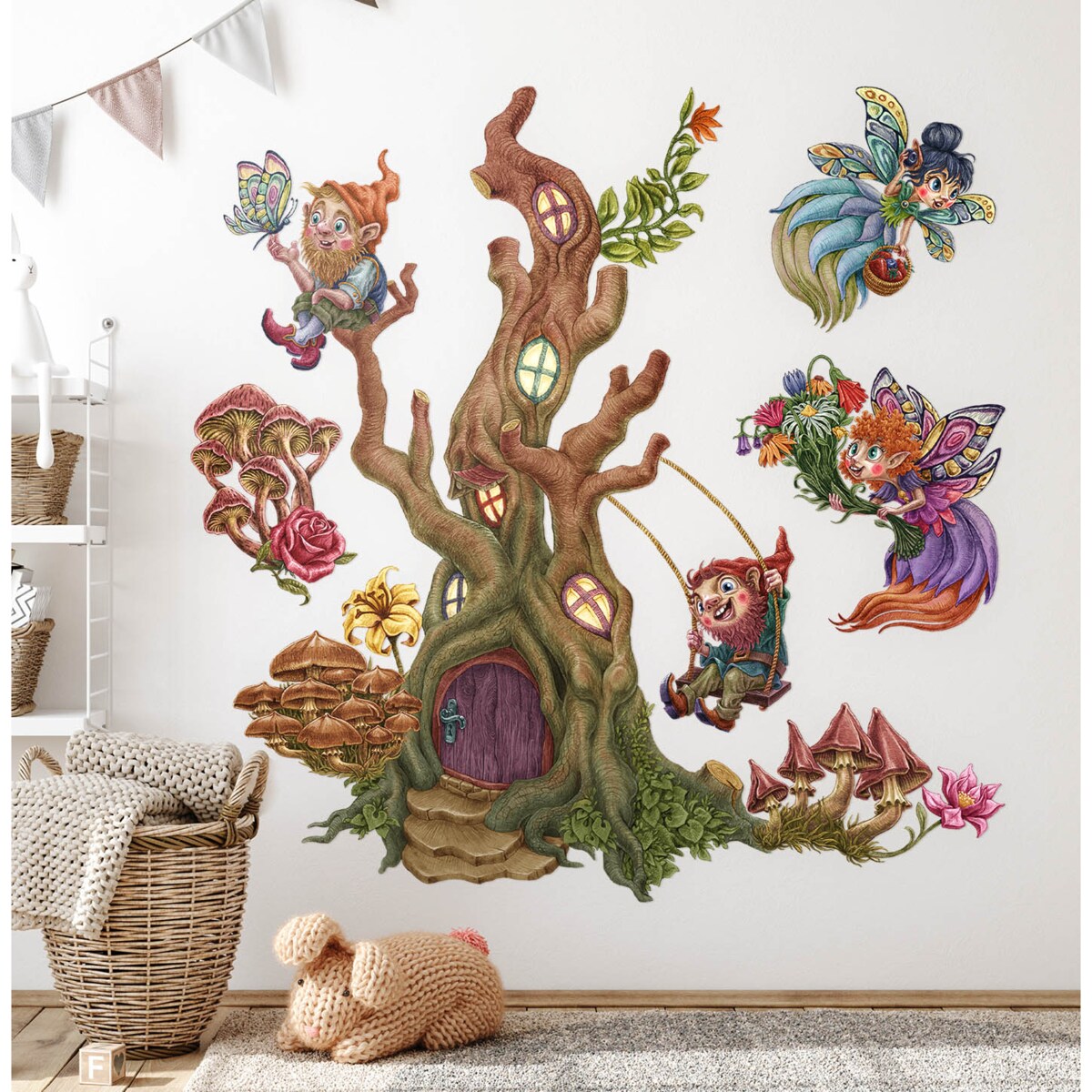 Zestaw naklejek na ścianę, Wróżkowy las, 100cm