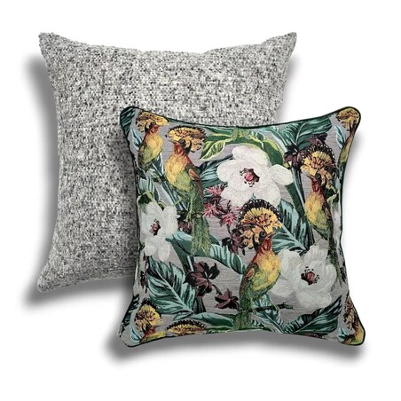 Szary zestaw poduszek w tropikalne liście - Echo Puszczy