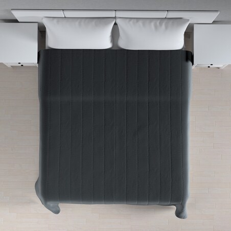 Narzuta pikowana w pasy 200x210 grafitowy welwet