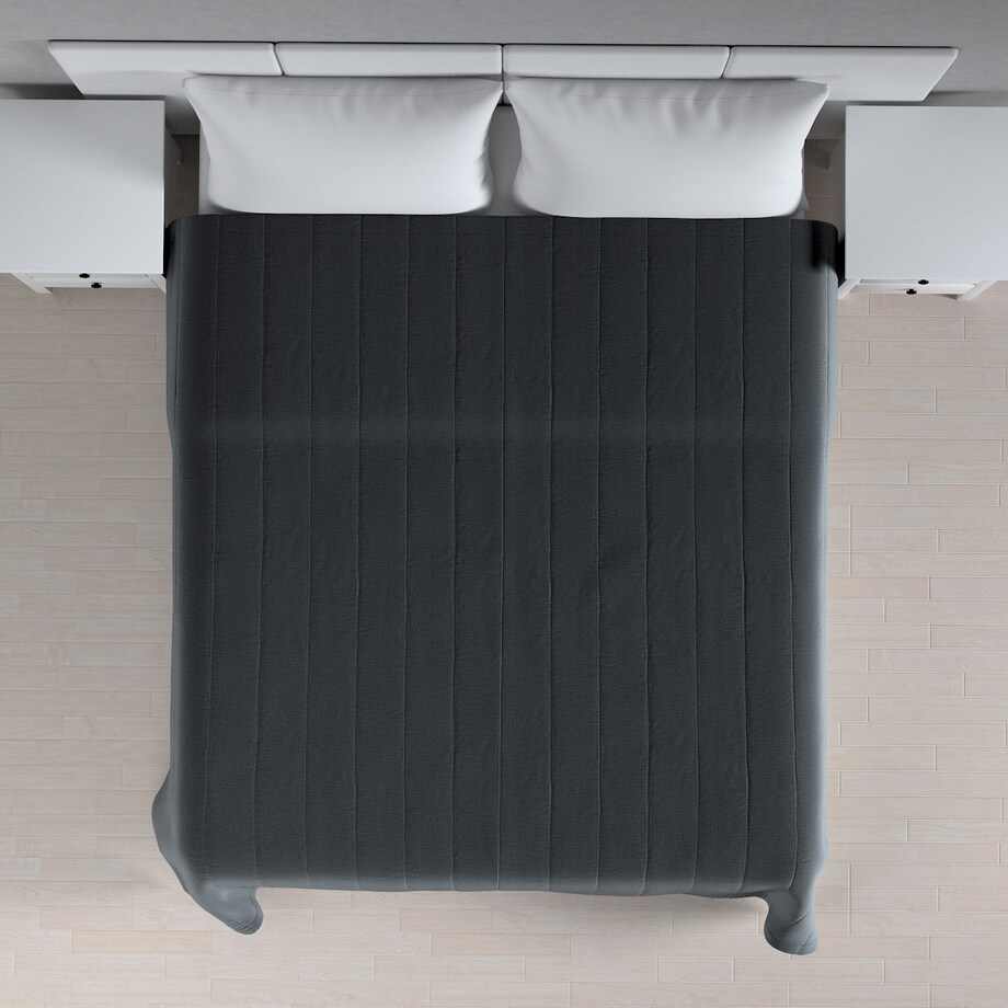 Narzuta pikowana w pasy 200x210 grafitowy welwet