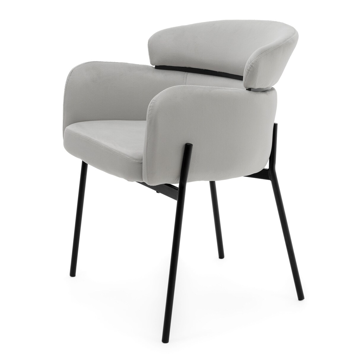 Krzesło tapicerowane welurowe do salonu BOLZANO jasnoszare