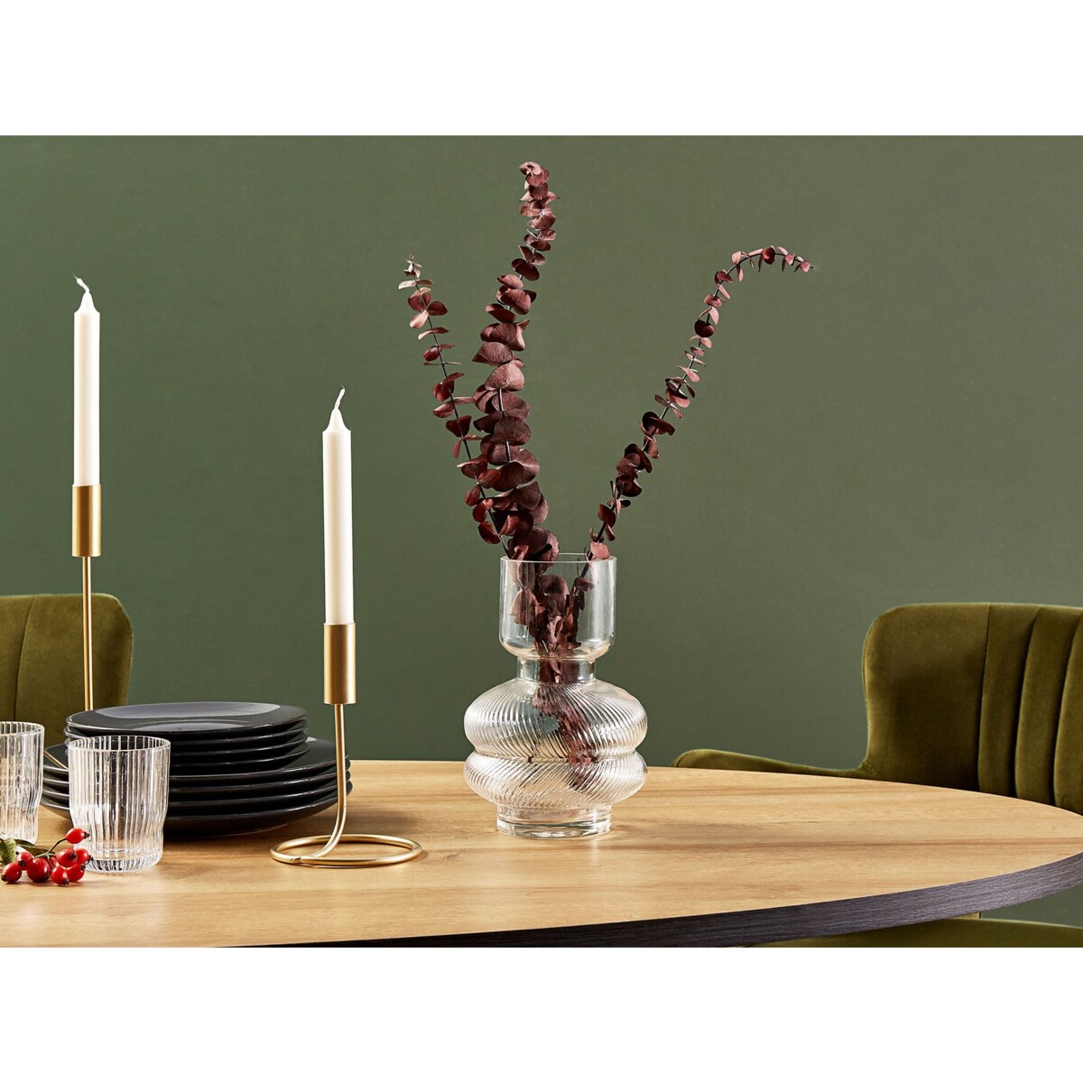 Wazon na kwiaty szklany 24 cm przezroczysty RODIA