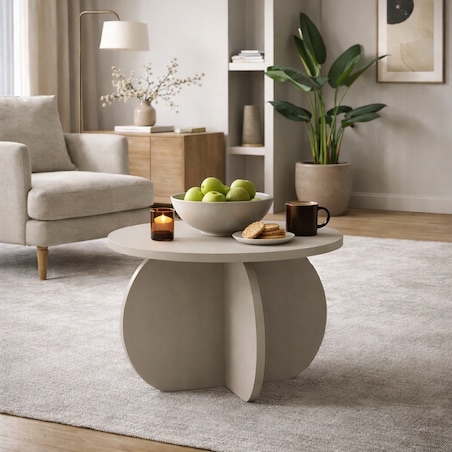 Stolik Kawowy YAPANDI Kaszmir 70 cm Okrągły Japandi Nowoczesny Do Salonu