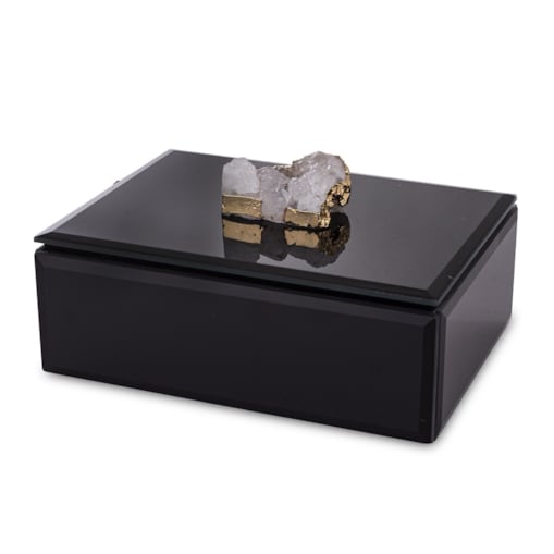 Szkatułka szklana na biżuterię 16x12x6 cm DEKOR AGAT czarna