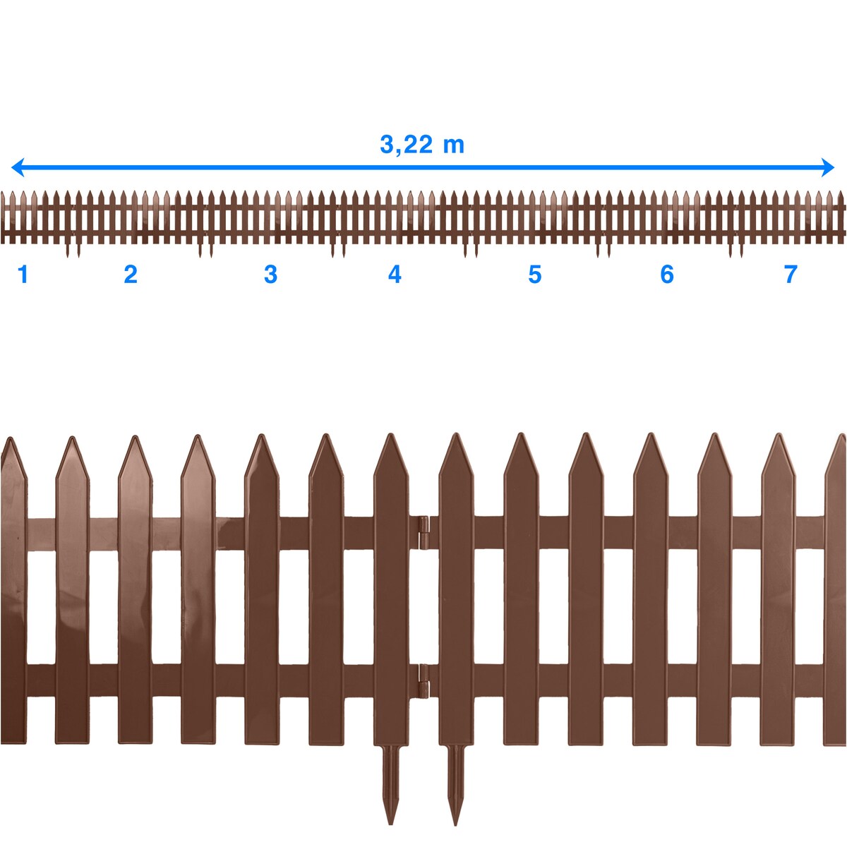 Płotek Ogrodowy 3,22 M Obrzeże Trawnikowe Palisada Brązowy