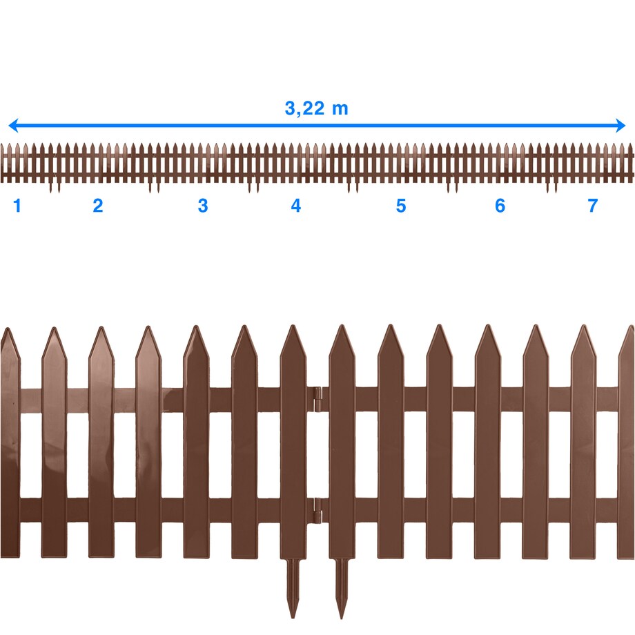 Płotek Ogrodowy 3,22 M Obrzeże Trawnikowe Palisada Brązowy