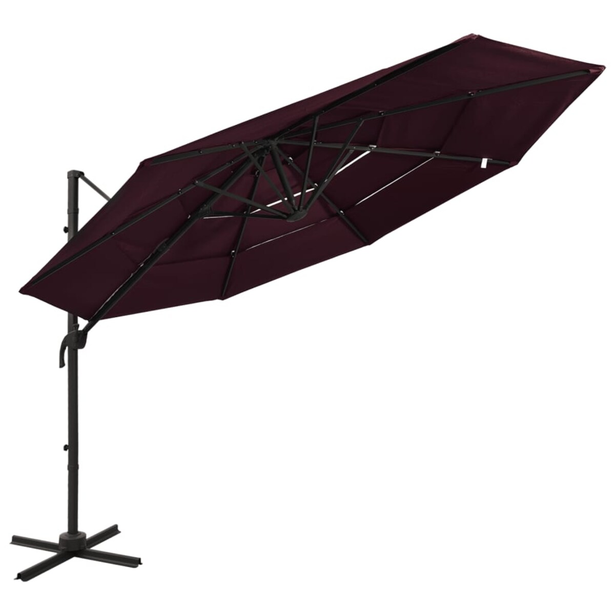 vidaXL 4-poziomowy parasol na aluminiowym słupku, bordowy, 3x3 m
