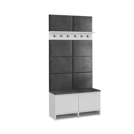 Szafka na buty z siedziskiem i wieszakiem DUBAI biała/szara