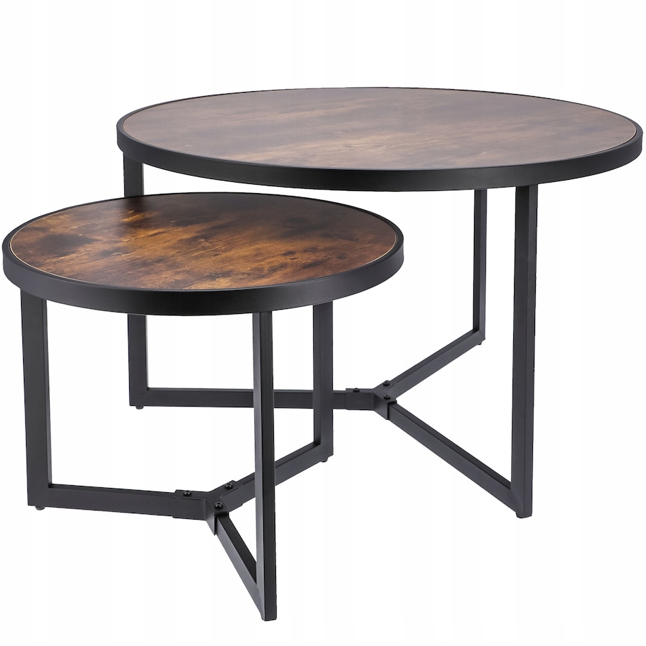 STOLIK kawowy BRĄZOWY ława stół ZESTAW salon LOFT