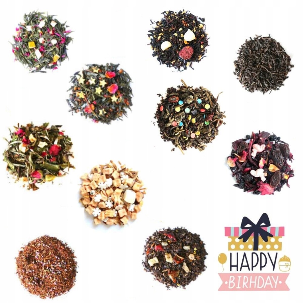 Prezent upominek urodzinowy zestaw 10 herbat sypanych PREMIUM w saszetkach po 5g box prezentowy upominkowy dla żony męża siostry brata kobiety faceta niej niego