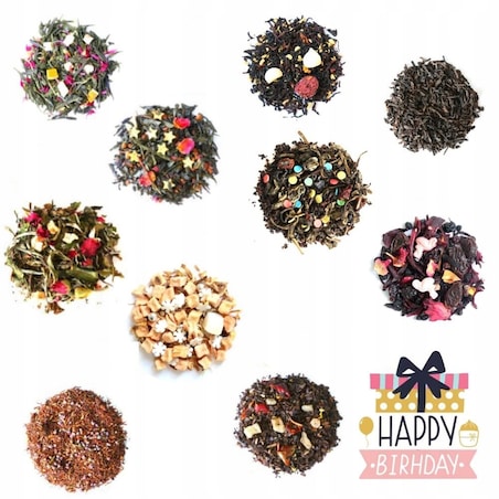 Prezent upominek urodzinowy zestaw 10 herbat sypanych PREMIUM w saszetkach po 5g box prezentowy upominkowy dla żony męża siostry brata kobiety faceta niej niego